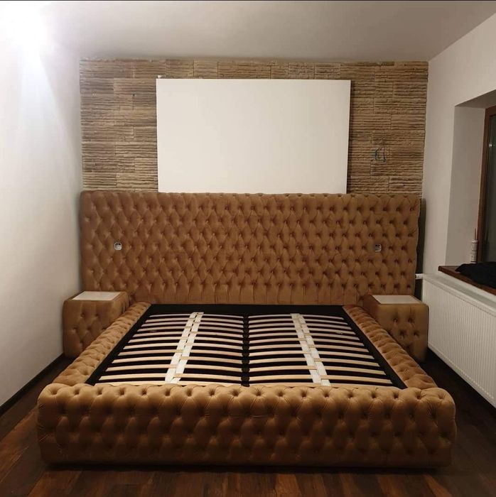 Pat dormitor tapitat model chesterfield