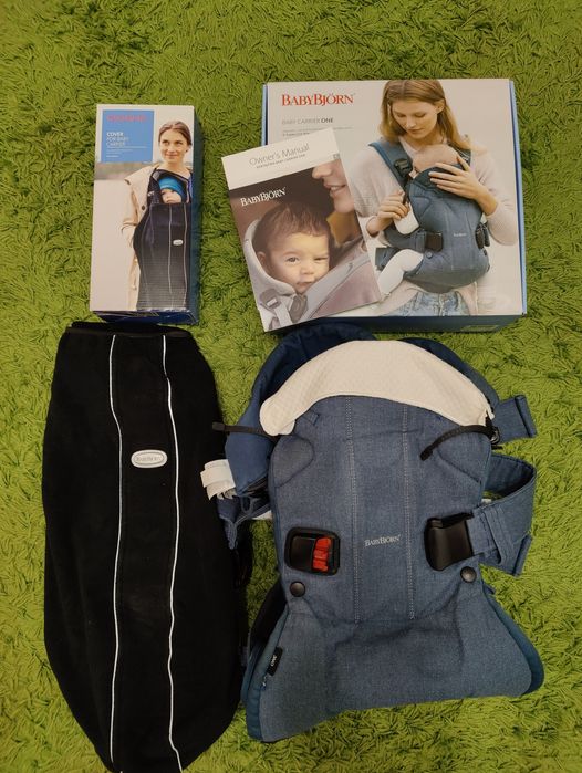Marsupiu Babybjorn One + Baveta dentitie + Husa vant si ploaie
