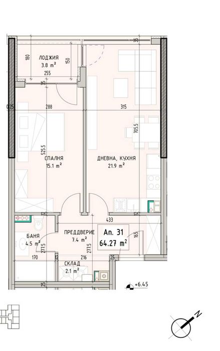 Продава се Двустаен апартамент в София, Малинова долина - 75 кв.м за 1757 €/кв.м - Снимка #4