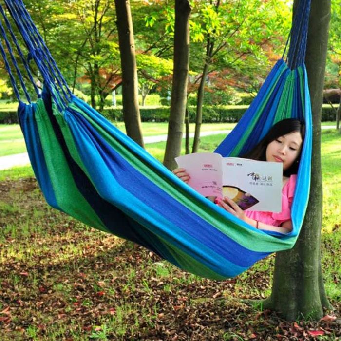 Hamac Verde-Albastru, Din Bumbac, 2 Carabine incluse, max 200kg