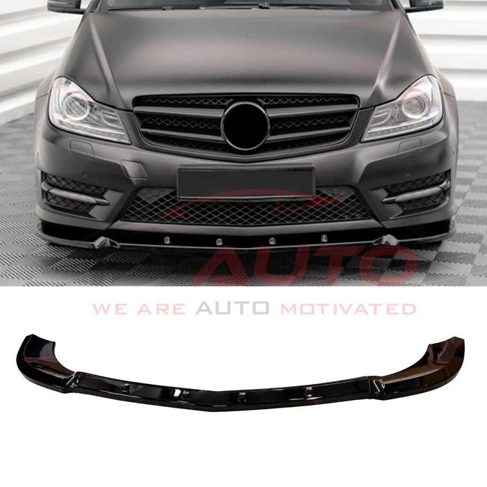 Преден лип спойлер за Mercedes C-Class W204 (2011-2014) – Черен гланц