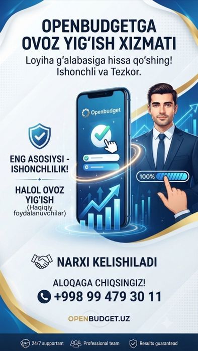 Openbudgetga ovoz yigib beramiz Ishonchli kelishilgan narxlarda aloqa