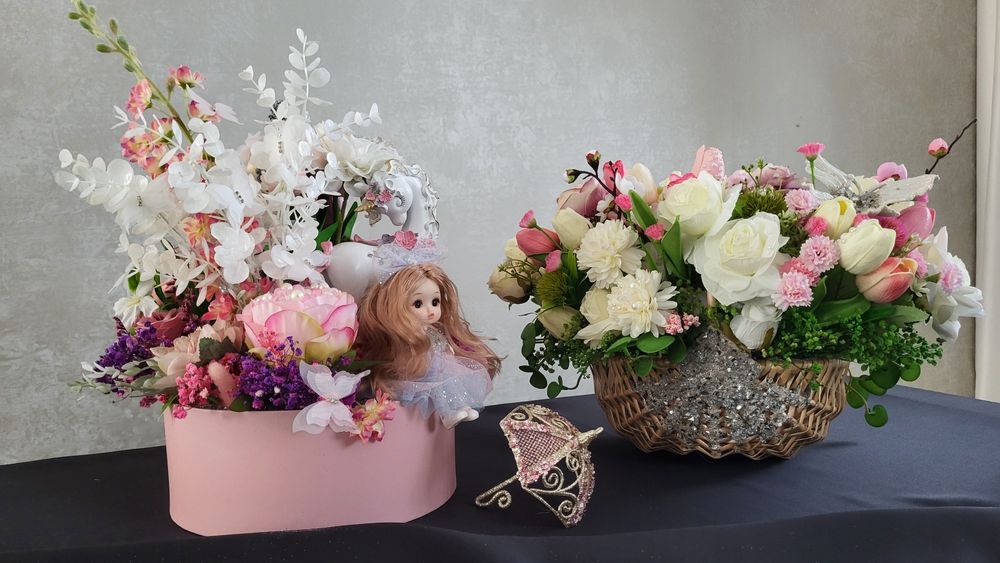 Cos impodobit cu flori, multiple modele