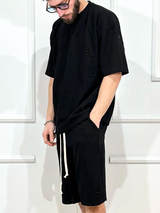 set pentru vara compleu de barbati pantaloni scurti cu siret tricou