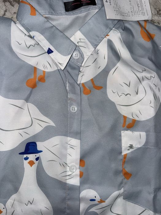 Рубашка с принтом гуся, короткий рукав