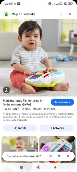 Jucărie muzicală Pianul Interactiv in lb romana, +6 luni, Fisher Price