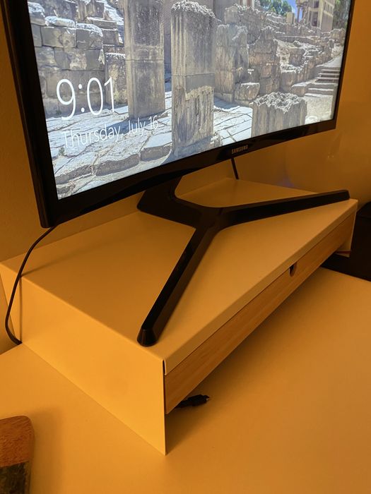 Suport monitor alb cu sertar IKEA