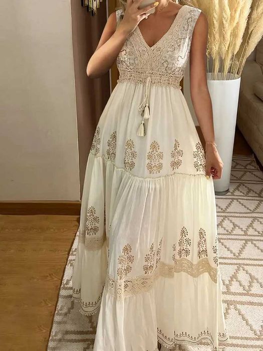 Нова Бохо рокля , Винтидж дълга рокля с дантела