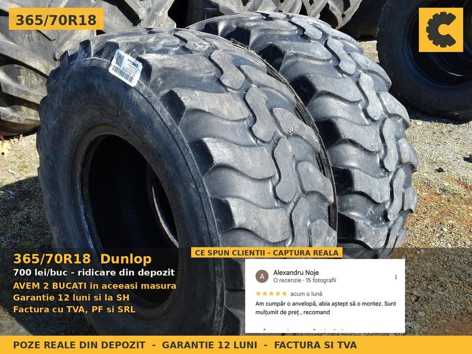 Cauciucuri Anvelope 365/70R18 365/70 R18 365/70-18 3657018 Dunlop Buldo Miniincarcator si Industrial Utilaje Agricole SH Second Hand STOC REAL