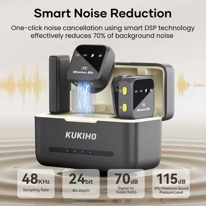 Set 2 microfoane wireless pentru iPhone, iPad, Android