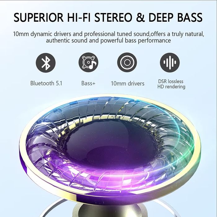 Bluetooth Headphones In-Ear, 60H Playtime, IPX7 Waterproof