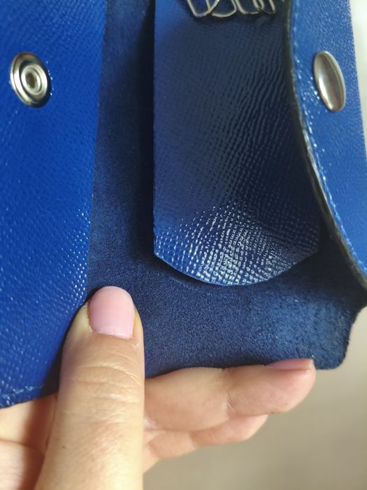 suport chei din piele naturală italiană Saffiano Punto handmade