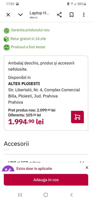 Laptop HP, i5 Gen 13/16 GB/SSD 512 GB - NOU. Sub preț magazin.