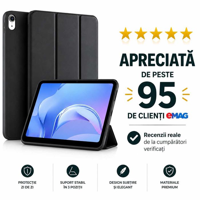Husă de protecție pentru iPad 11″ (generația 11, 2025 – A16) și iPad 10,9″ (generația 10, 2022), cu suport pliabil, spate ultra-subțire