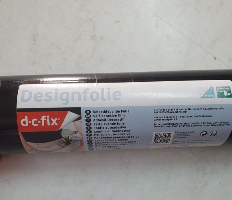 Autocolant DC Fix negru lucios, 45 cm latime