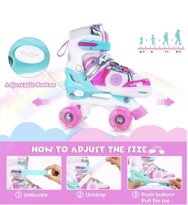 Role copii Shiny cu 4 roti cu lumini