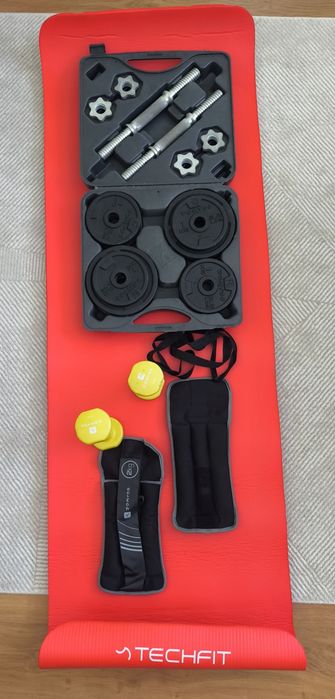 Set gantere și bare 20 kg,saltea,greutati incheieturi