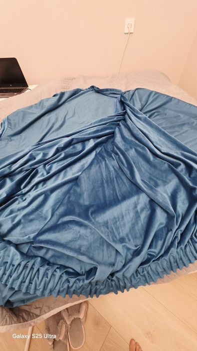 Шторы велюр,синие 6 м × 2.9 м