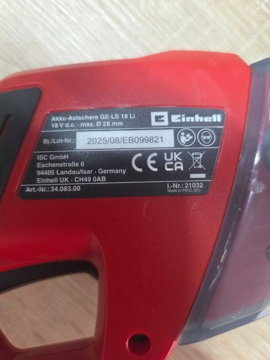 Einhell Foarfeca de gradina 18V (SOLO) fara acumulator si incarcator in set GE-LS Li