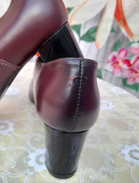 Botine din piele naturală bordo