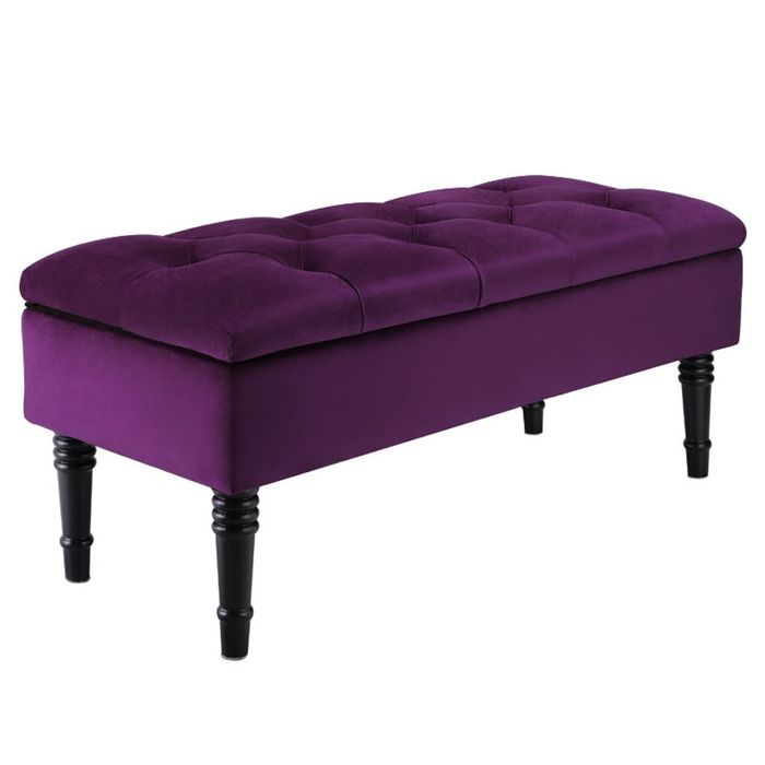 Bancă de depozitare cu nasturi din catifea violetă, noua