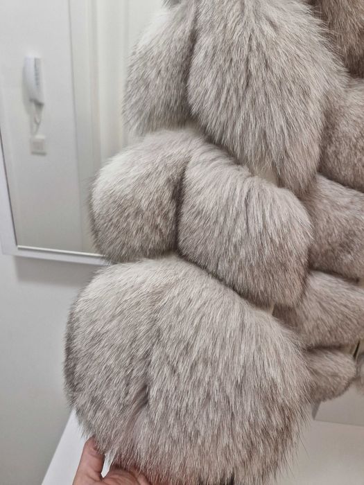 Haina din blana naturala de vulpe 2in1