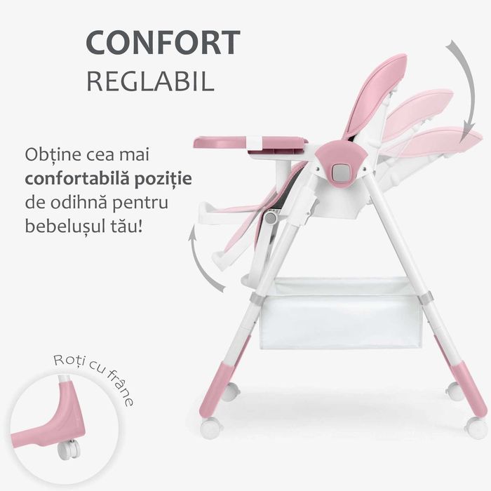 Scaun de masa pentru copii KikkaBoo – Spicy+, Roz