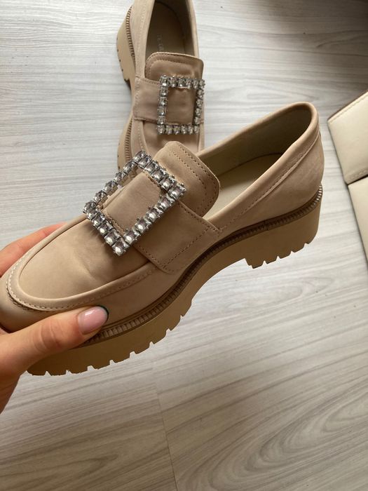 Бежови ежедневни еспадрили от естествена кожа, Kate Gray