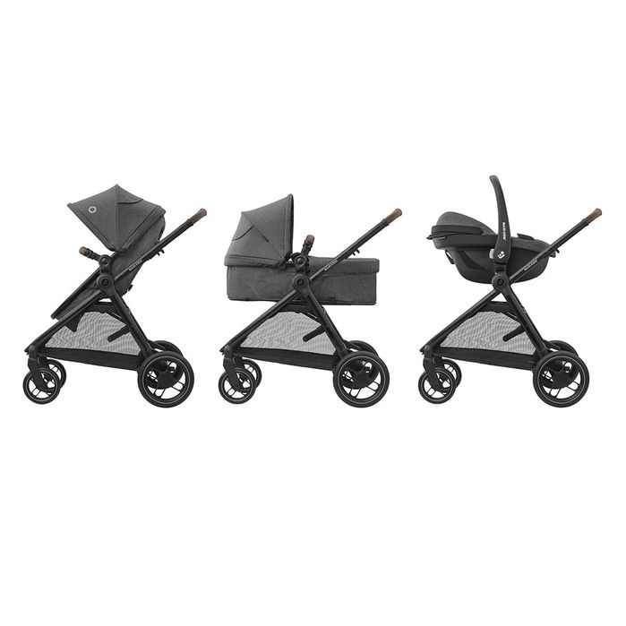 Детска количка Maxi cosi Zelia S 3 в 1, база  за кола Maxi Cosi Familyfix2, бебешки термочанти, памперси размер 2 и 3