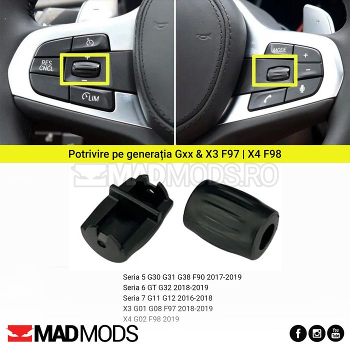 Set 2 Butoane Rotite Volan BMW F01 F07 F10 F13 F20 F30 F32 F34 F36 F35