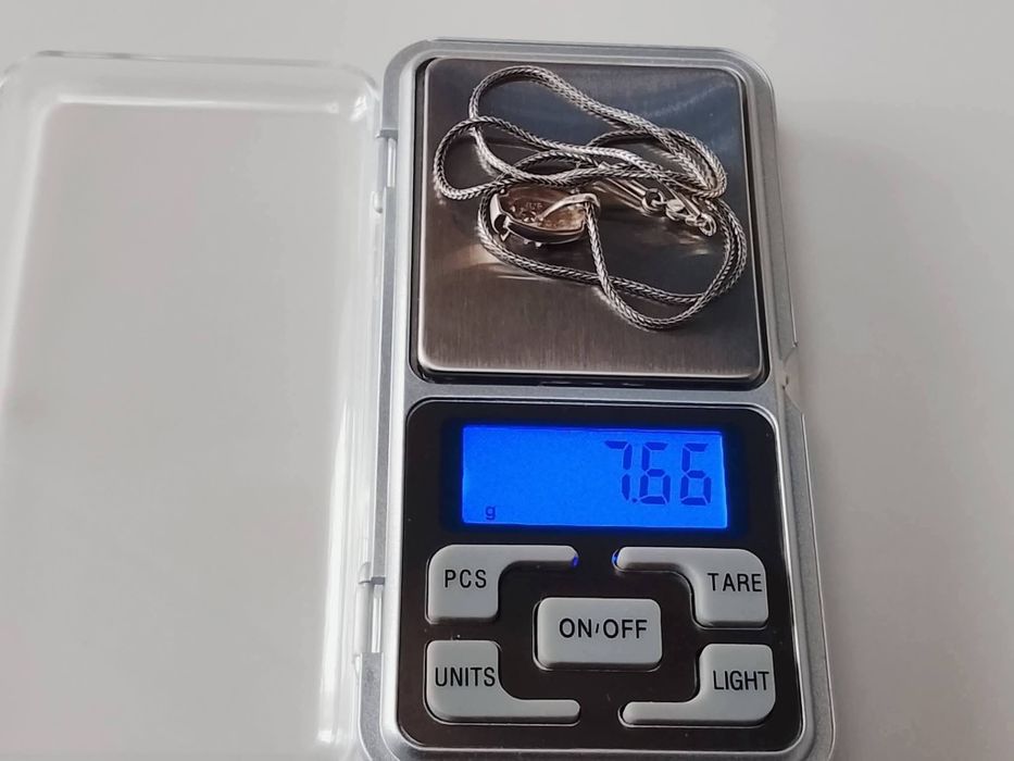 Vechi colier lant si pandantiv argint 925, piatra zirconiu, copii