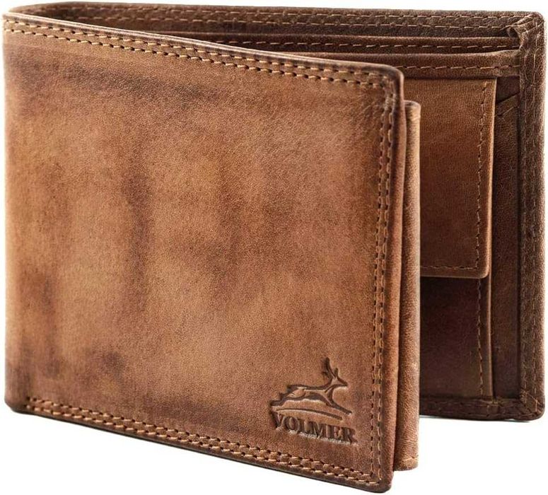 Portofel Volmer din piele naturala, cu cusatura dubla,