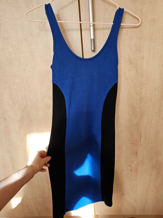 Дамска синя рокля със зип. Размер S