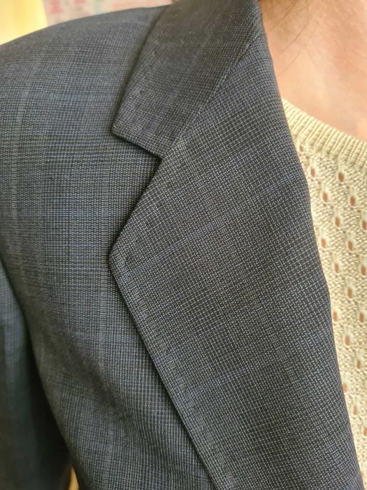 Костюм с юбкой синий в клетку 42 размер