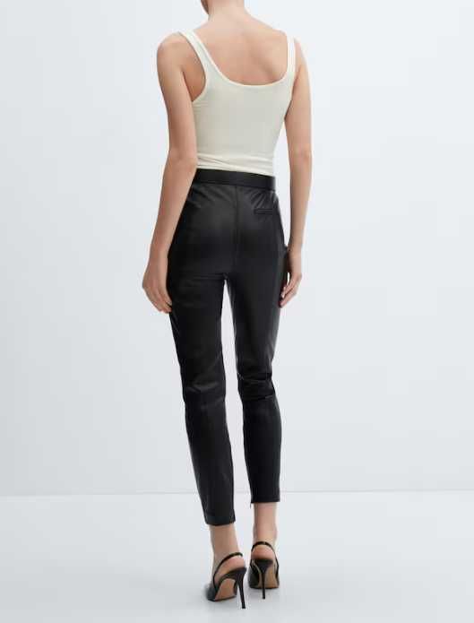 Кожен панталон/клин Mango с цип