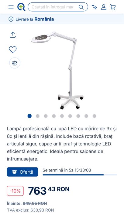 Vand Lampă profesională cu lupă LED cu mărire de 3x și 8x și lentilă