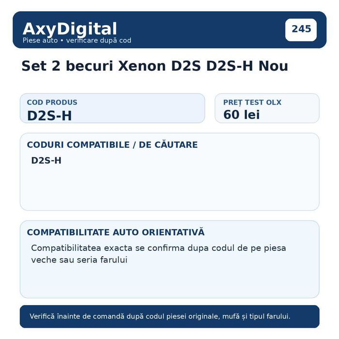 Set 2 becuri Xenon D2S D2S-H Nou