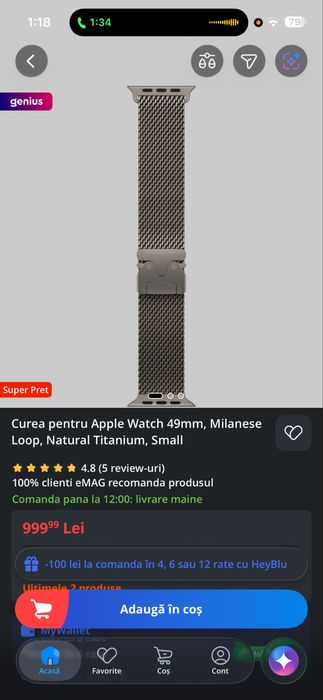 curea Titan Apple Ceas Apple watch ultra 1