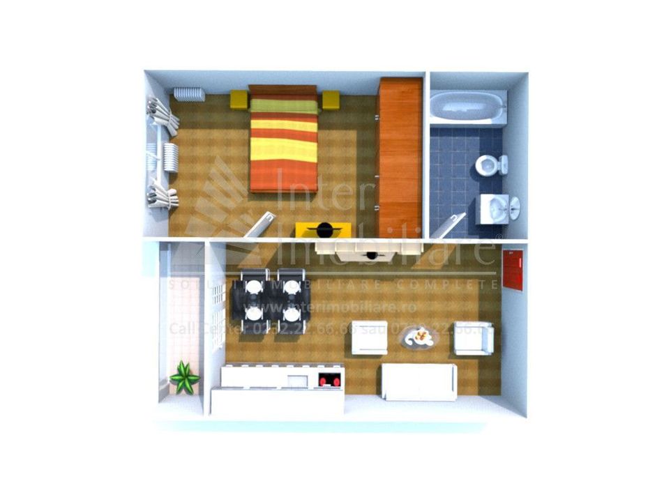 Studio dublu open-space + dormitor Tomis Nord ,48 metri, et1,Cod161584