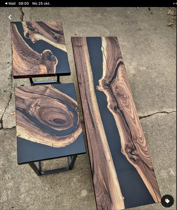 Стол из эпоксидный смолы/Столы из массива/из карагача