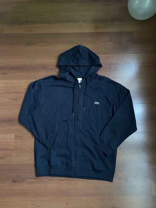 Мъжки суичъри Lacoste с цип и качулка – Тъмносин и Бял – Чисто нови