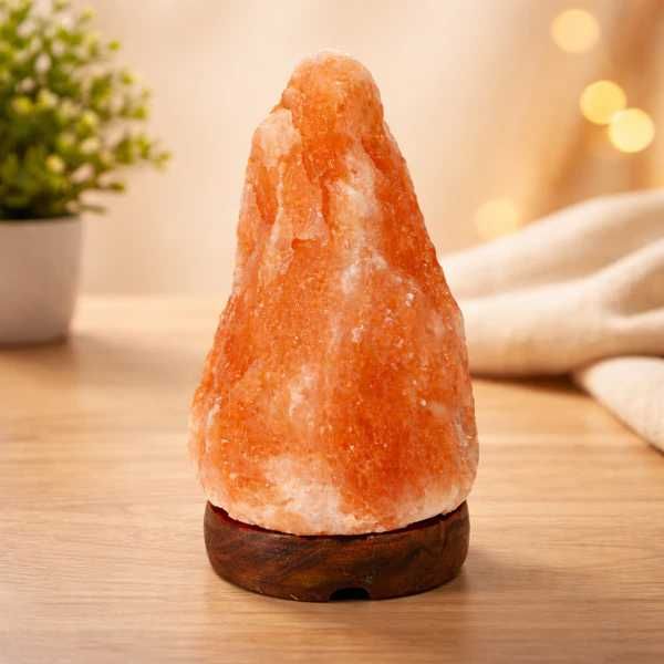 Солна лампа / Лампа от хималайска сол с дървена основа - 3 размера