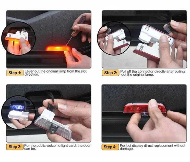 Плафони LED за врати на кола с проектор лого за VW Passat B6 B7 B8