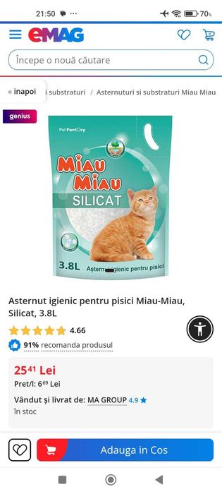 Asternut igienic pentru pisici Miau Miau, Floral, Silicat 3.8L