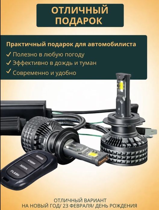 Автомобильные LED лампы H4 с пультом