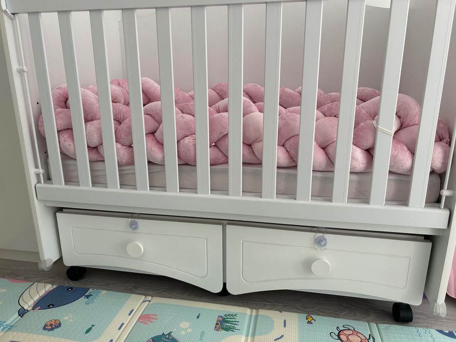 Бебешка кошара 60/120 с люлка Бял+ MAGNIFLEX матрак BABY PIERRE CARDIN