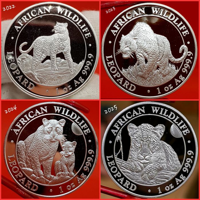 Somalia Elefantul si Leopardul 2011-2025 monede lingou argint 999