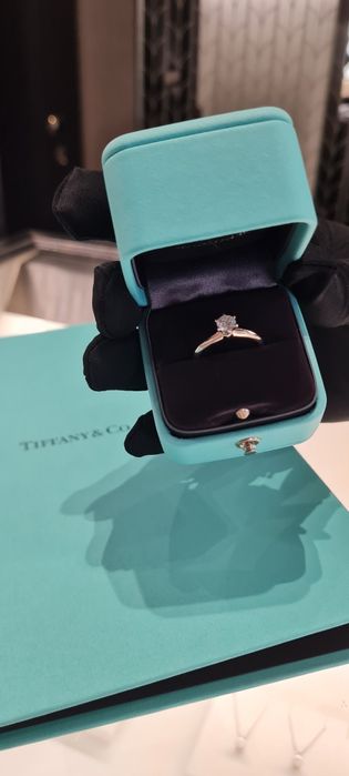 Inel logodna Tiffany platina cu diamant VVS2 F 0.42