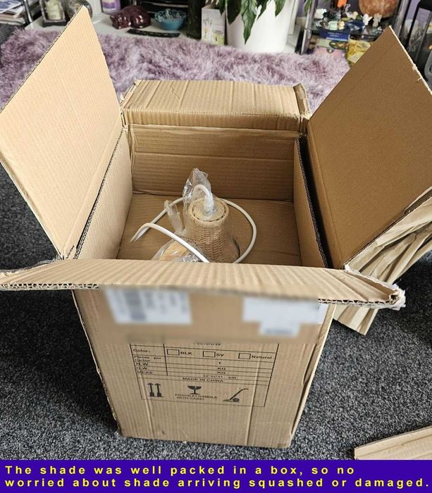 LOFOB Бохо ръчно изработена лампа от естествен плетен ратан