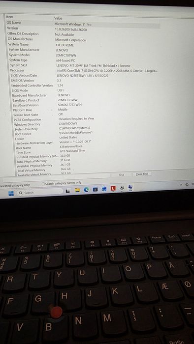 Lenovo X1 Extreme i7, 32 GB RAM